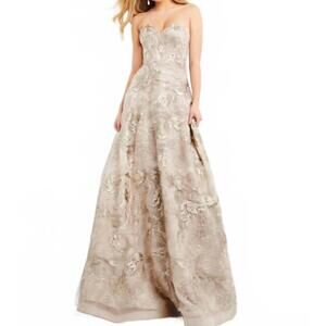 jovani 03023 sheer embellished bodice feather prom dress Jovani 03023 Sheer Embellished Bodice Feather Dress
